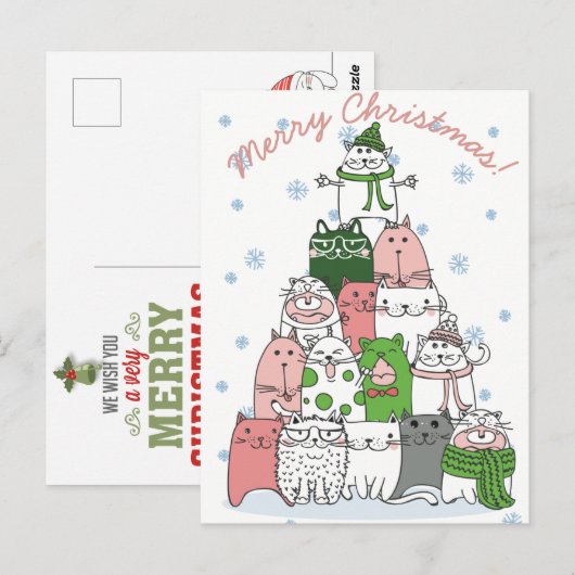 Weihnachtskatzen Postkarte (Vorne/Hinten)
