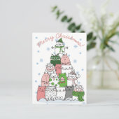 Weihnachtskatzen Postkarte (Stehend Vorderseite)