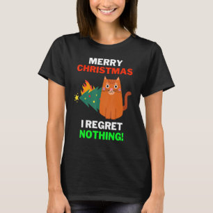 Weihnachtskatzen-Pyjama Ich bereue nichts Katzen-W T-Shirt