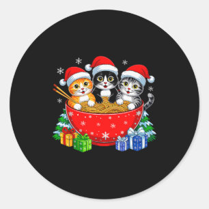 Weihnachtskatzen Ramen Kätzchen Anime Weihnachten Runder Aufkleber