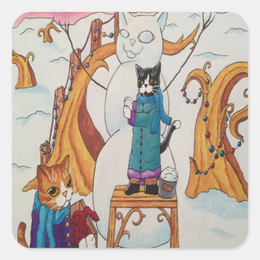 Weihnachtskatzen Rechteckige Aufkleber (Vorderseite)