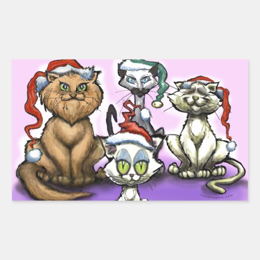 Weihnachtskatzen Rechteckiger Aufkleber (Vorderseite)