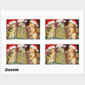 Weihnachtskatzen Rechteckiger Aufkleber (Blatt)