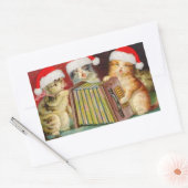 Weihnachtskatzen Rechteckiger Aufkleber (Umschlag)