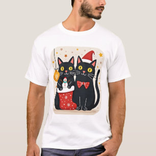 Weihnachtskatzen Retro 50er 60er Weihnachten (1) T-Shirt