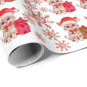 Weihnachtskatzen, rotes Packpapier (Rolleneckpunkt)