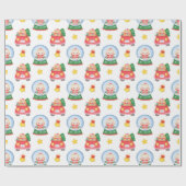 Weihnachtskatzen Schneeflocken auf Weiß Geschenkpapier (Flach)