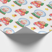 Weihnachtskatzen Schneeflocken auf Weiß Geschenkpapier (Ecke)