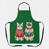 Weihnachtskatzen, Schürze Tabby und Siamkatzen (Vorderseite)