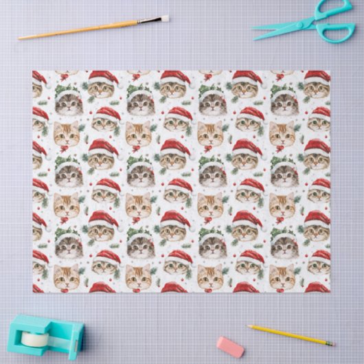 Weihnachtskatzen Seidenpapier (Basteln)