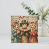 Weihnachtskatzen singen feiertagskarte (Stehend Vorderseite)