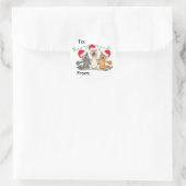 Weihnachtskatzen singen runder aufkleber (Tasche)