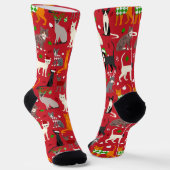 Weihnachtskatzen Socken (Gewinkelt)