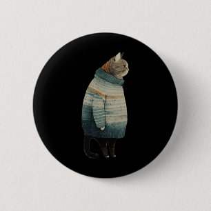 Weihnachtskatzen Spaß Kitten Pet Fett Graue Katze  Button