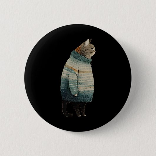 Weihnachtskatzen Spaß Kitten Pet Fett Graue Katze Button (Vorderseite)