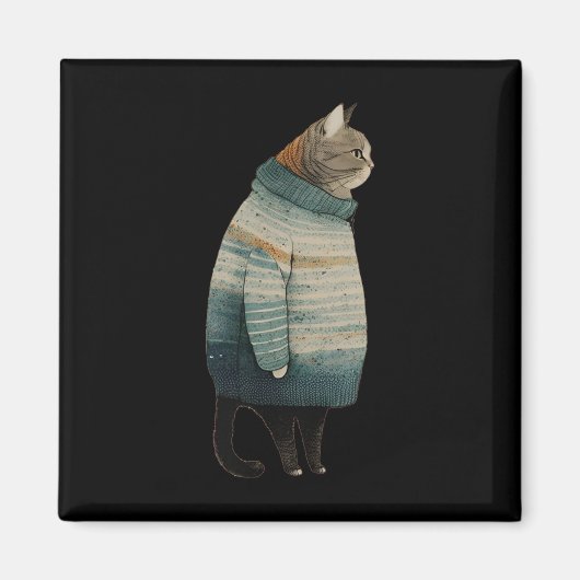 Weihnachtskatzen Spaß Kitten Pet Fett Graue Katze Magnet (Vorne)