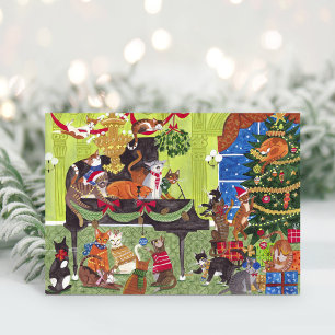 Weihnachtskatzen spielen Klavier Urlaubskarte Dankeskarte