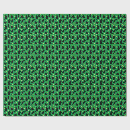 Weihnachtskatzen Sterne und Bäume Geschenkpapier (Flach)