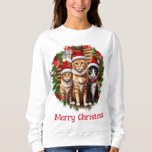 Weihnachtskatzen Sweatshirt (Vorderseite)