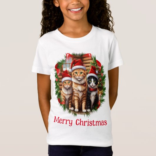 Weihnachtskatzen T-Shirt (Vorderseite)