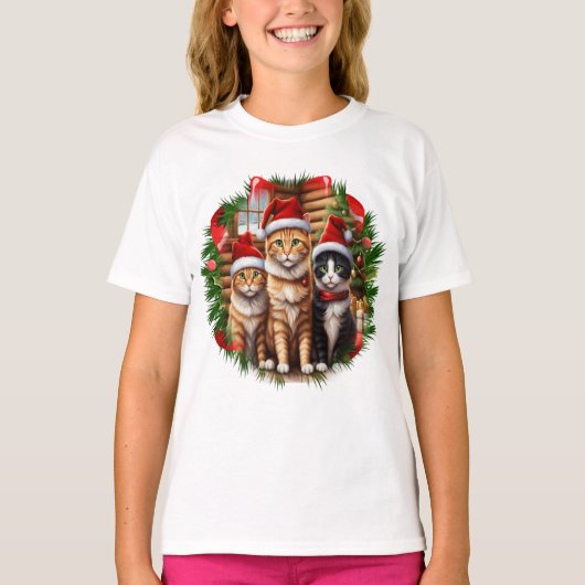 Weihnachtskatzen T-Shirt (Vorderseite)