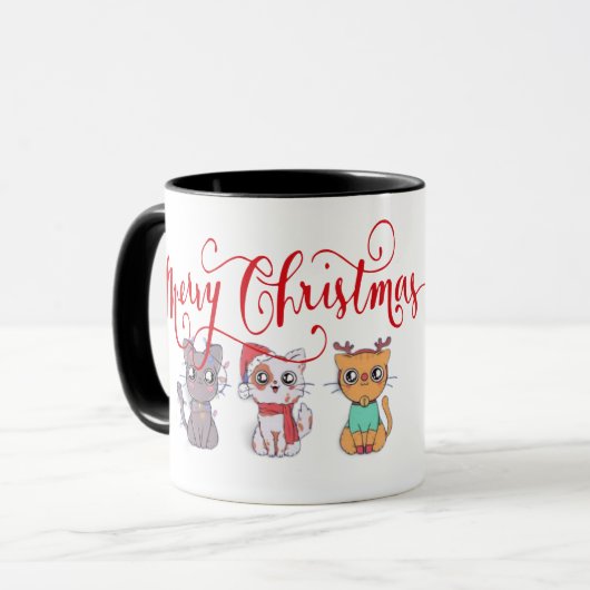 Weihnachtskatzen Tasse (Vorderseite Links)