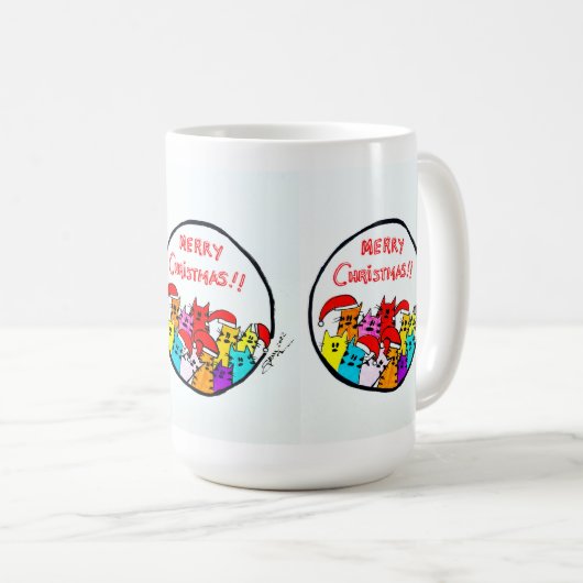 Weihnachtskatzen-Tasse Kaffeetasse (VorderseiteRechts)