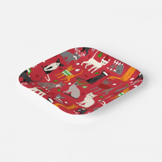 Weihnachtskatzen Teller (Gewinkelt)