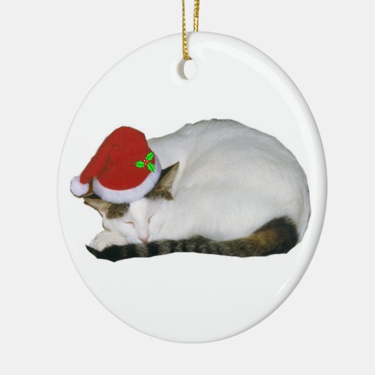 Weihnachtskatzen-Träume Keramik Ornament (Links)