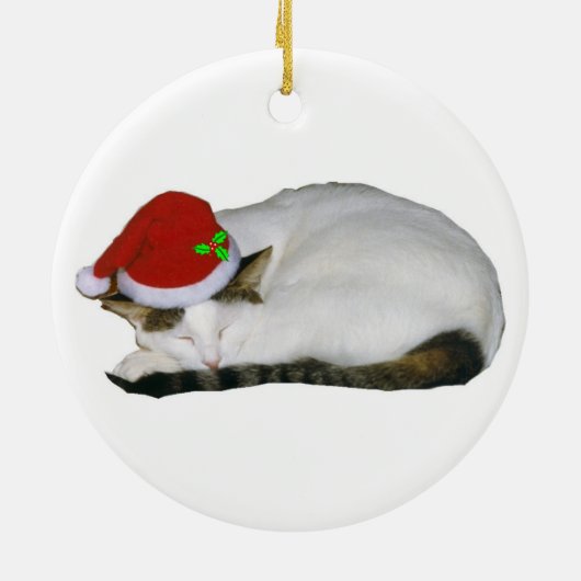 Weihnachtskatzen-Träume Keramik Ornament (Hinten)