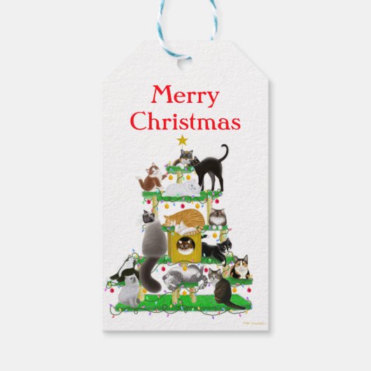 Weihnachtskatzen Tree Geschenktasten Geschenkanhänger (Rückseite)