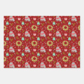 Weihnachtskatzen und festliche Dekorationen Rot Geschenkpapier Set (Vorderseite)