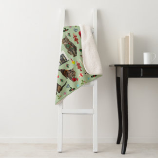 Weihnachtskatzen und -ornamente Sherpa-Decke Sherpadecke