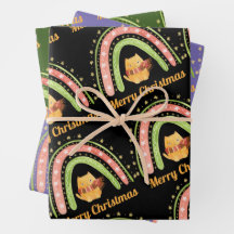 Weihnachtskatzen und Rainbow-Papierblätter