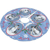 Weihnachtskatzen und Schneemann 5 Szenen Polyester Weihnachtsbaumdecke (Schrägansicht)