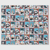 Weihnachtskatzen und Schneemänner Geschenkpapier (Flach)