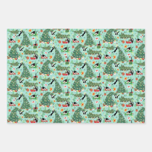 Weihnachtskatzen und Strümpfe Geschenkpapier Set (Vorderseite 2)