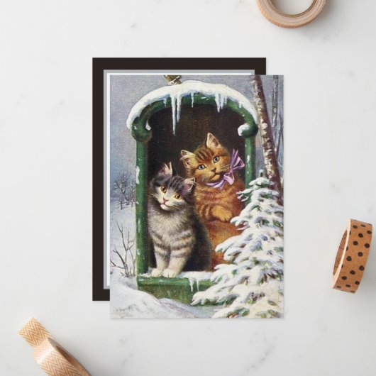 Weihnachtskatzen Weihnachtsfeiertag hinzufügen Sti Mitteilungskarte (Vorderseite/Rückseite Beispiel)