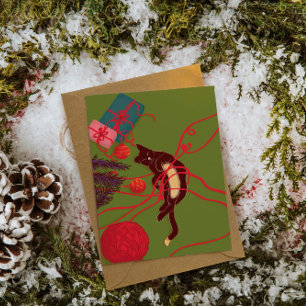 Weihnachtskatzen-Wirrwarr – Festliches Katzenspiel Einladung