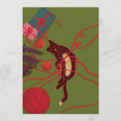 Weihnachtskatzen-Wirrwarr – Festliches Katzenspiel Einladung (Vorderseite)