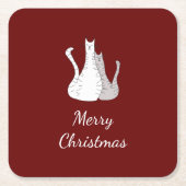 Weihnachtskatzen Zeichnend Niedliche Kätzchen Rot Rechteckiger Pappuntersetzer (Vorderseite)