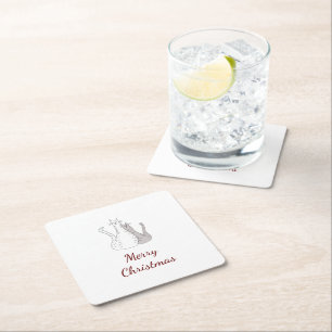 Weihnachtskatzen Zeichnend Niedliche Kätzchen Skri Rechteckiger Pappuntersetzer