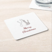 Weihnachtskatzen Zeichnend Niedliche Kätzchen Skri Rechteckiger Pappuntersetzer (angewinkelt)