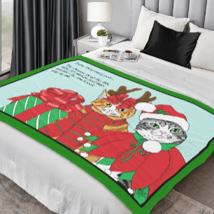 Weihnachtskatzenbuddies Fleecedecke