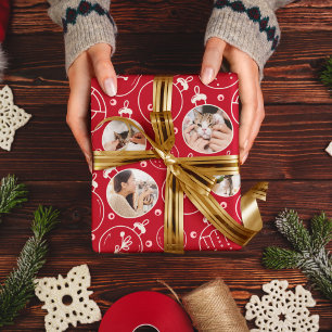 Weihnachtskatzendekoration Custom Foto Monogram Geschenkpapier