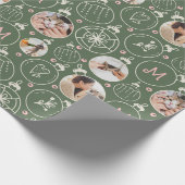 Weihnachtskatzendekoration Custom Foto Monogram Geschenkpapier (Ecke)