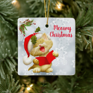 Weihnachtskatzendekoration singen keramikornament