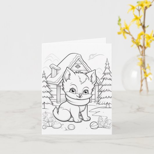 Weihnachtskatzenfarbe Karte (Gelbe Blume)