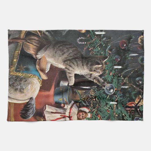 Weihnachtskatzenfest Geschirrtuch (Horizontal)