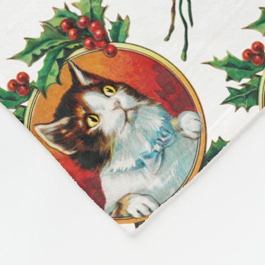 Weihnachtskatzenfest Mit Monogramm Fleecedecke (Ecke)